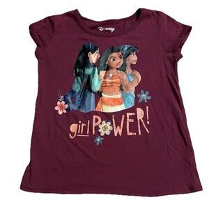Disney Princess Girl Power 10/12 Shirt Mulan Jasmine Moana Girl Power EUC